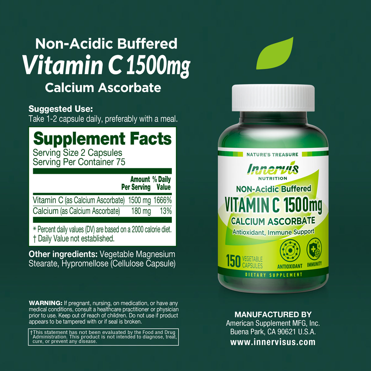 Non-Acidic Buffered Vitamin C 1,500mg